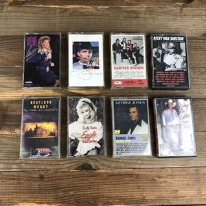 8 Country Music Cassette Tapes Garth Brooks George Jones Dolly Parton Vintage